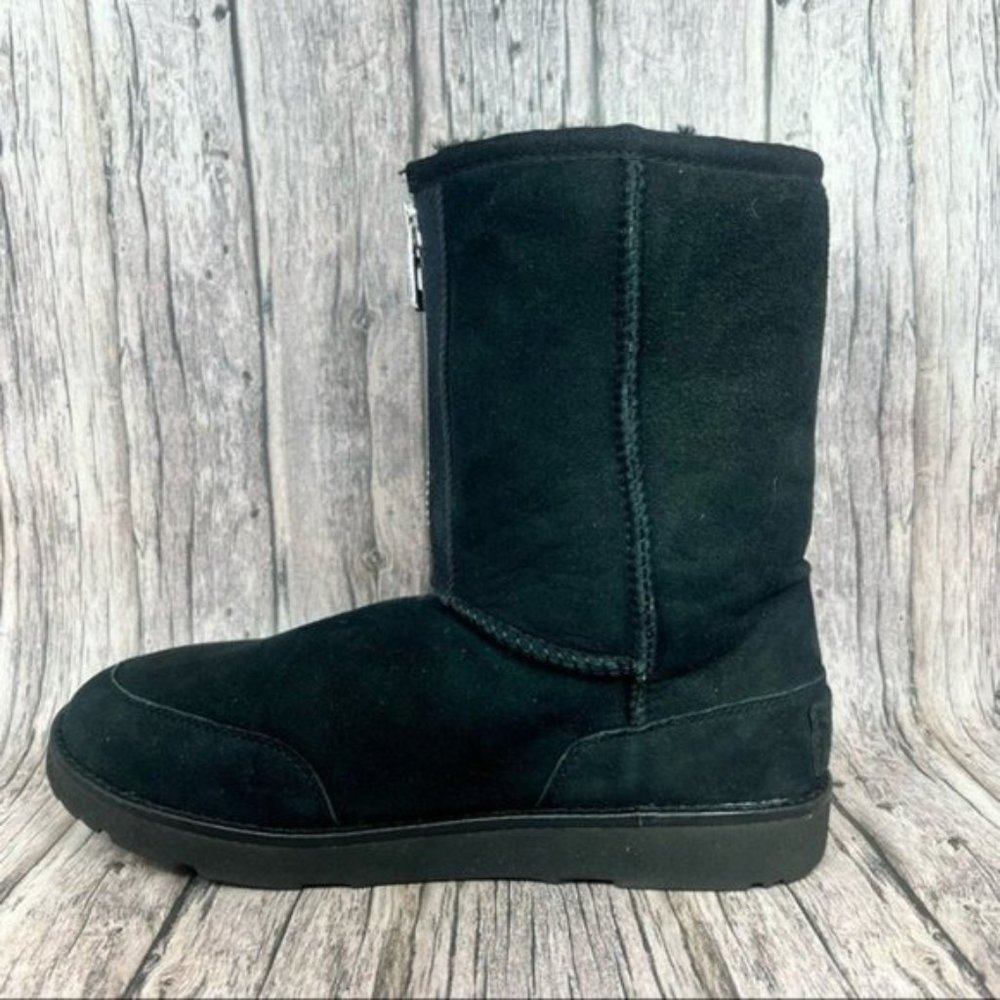 UGG Classic Short Zip Phillip Lim Black Suede Sheepskin Boots Women's Size 9.5 - Picture 7 of 8